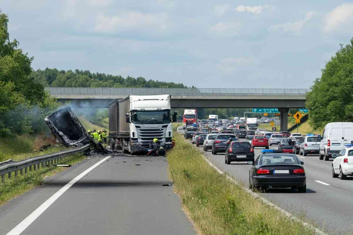Incendio di un camion cisterna di GPL sull'A1: 40 km di autostrada bloccati tra Orte e Roma